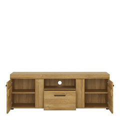Cortina Wooden 2 Doors 1 Drawer Tall TV Stand in Grandson Oak - Furniture One Shop