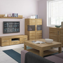 Cortina Wooden 2 Doors 1 Drawer Wide TV Stand in Grandson Oak - Furniture One Shop