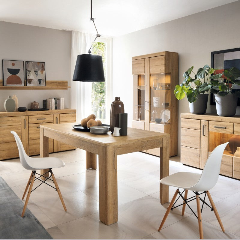 Cortina Tall Wide 2 Doors Display Cabinet in Grandson Oak