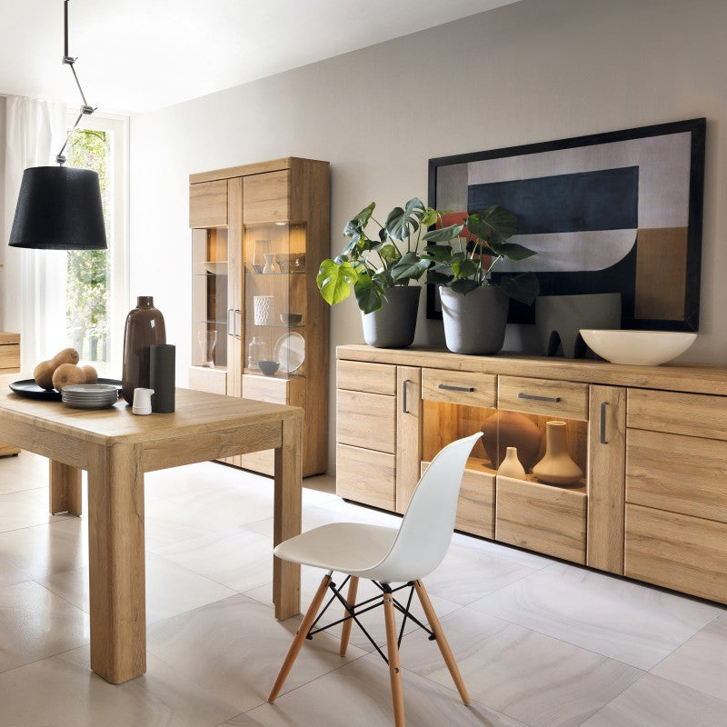 Cortina Wooden 4 Doors Wide Sideboard in Grandson Oak