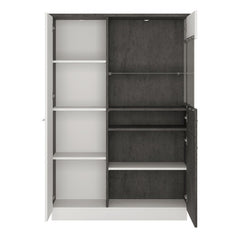 Zingaro Right Handed Low Wooden Display Cabinet in Slate Grey and Alpine White - Furniture One Shop