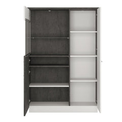 Zingaro Left Handed Low Wooden Display Cabinet in Slate Grey and Alpine White - Furniture One Shop