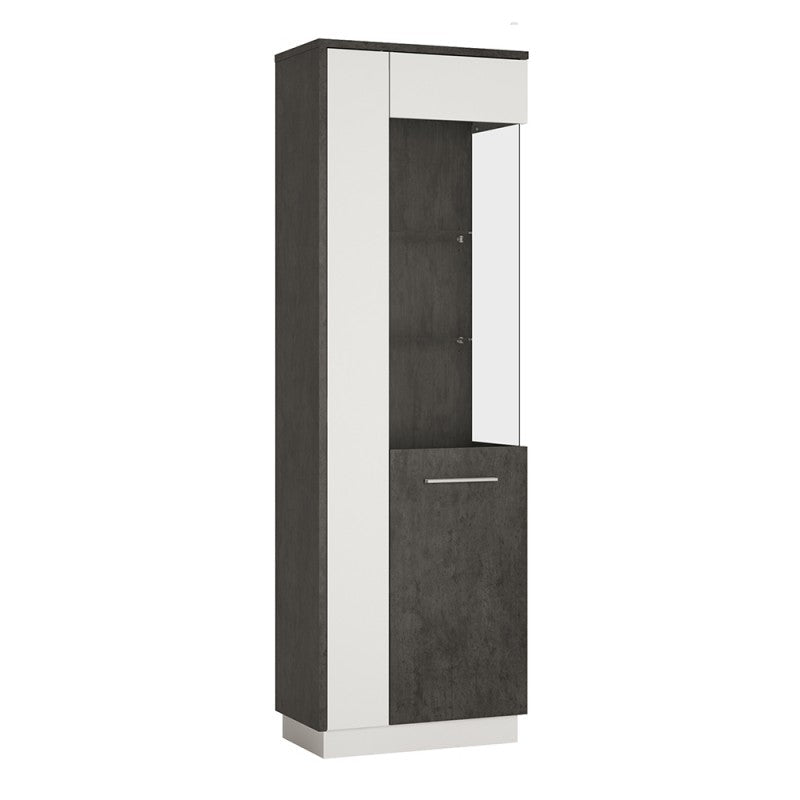 Zingaro Right Handed Glass Display Cabinet in Slate Grey and Alpine White