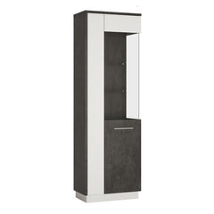 Zingaro Right Handed Glass Display Cabinet in Slate Grey and Alpine White - Furniture One Shop