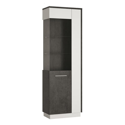Zingaro Left Handed Glass Display Cabinet in Slate Grey and Alpine White