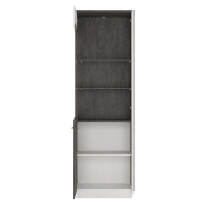 Zingaro Left Handed Glass Display Cabinet in Slate Grey and Alpine White
