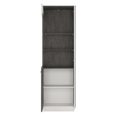 Zingaro Left Handed Glass Display Cabinet in Slate Grey and Alpine White - Furniture One Shop