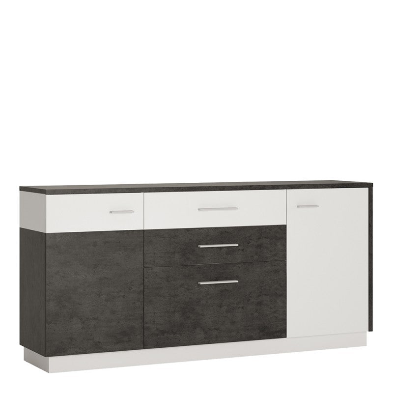 Zingaro Wide Wooden Sideboard in Slate Grey and Alpine White