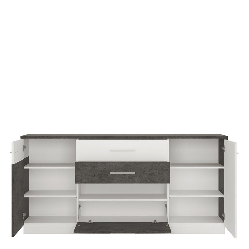 Zingaro Wide Wooden Sideboard in Slate Grey and Alpine White