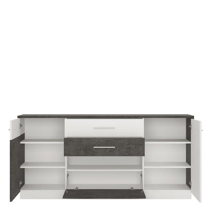 Zingaro Wide Wooden Sideboard in Slate Grey and Alpine White