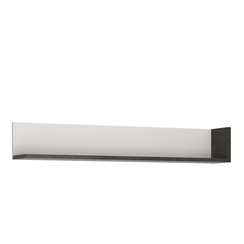 Zingaro Small Wooden Wall Shelf in Slate Grey and Alpine White - 133cm