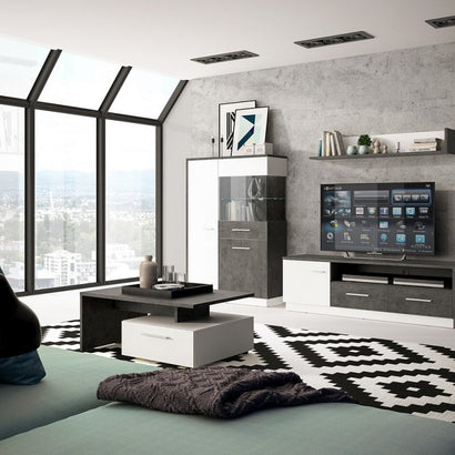 Zingaro Wooden Storage Coffee Table in Slate Grey and Alpine White - Furniture One Shop