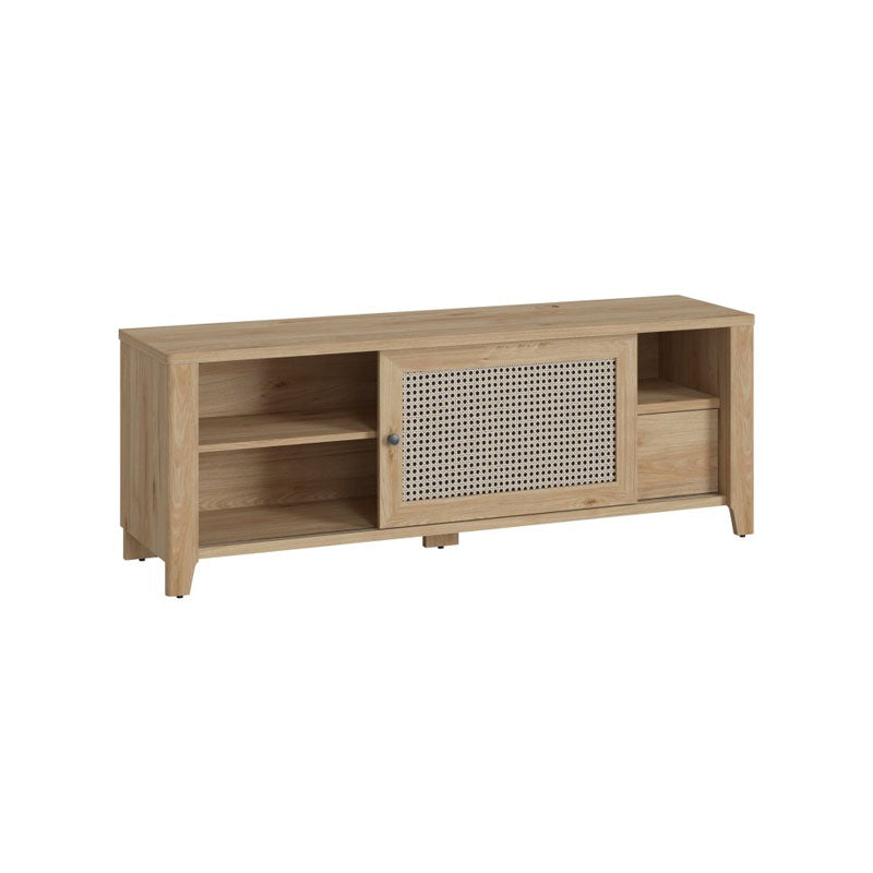 Cestino 1 Door 1 Drawer TV Unit in Jackson Hickory Oak and Rattan Effect