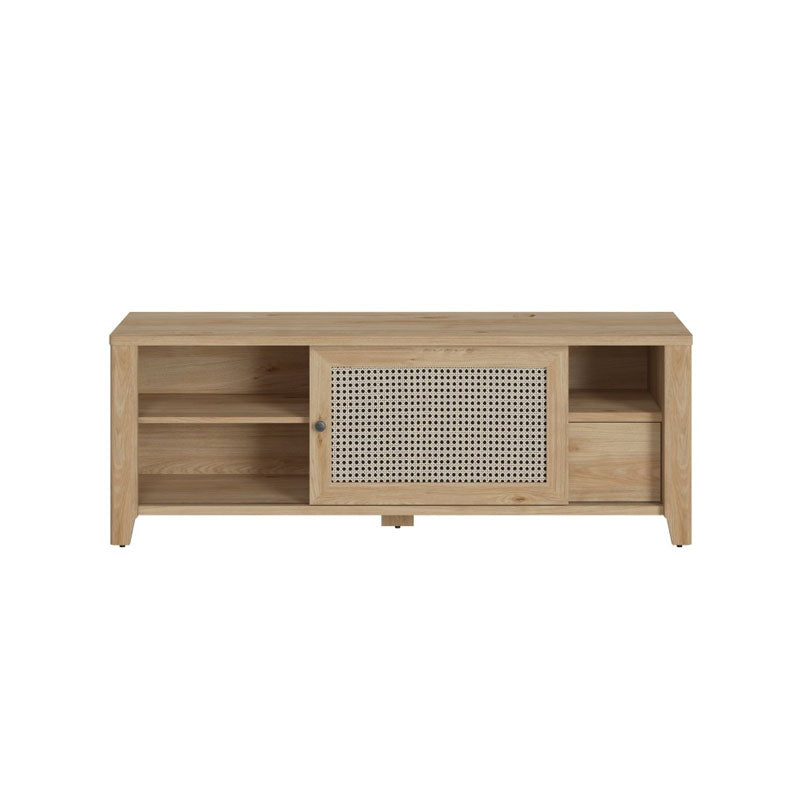 Cestino 1 Door 1 Drawer TV Unit in Jackson Hickory Oak and Rattan Effect