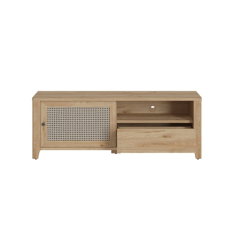 Cestino 1 Door 1 Drawer TV Unit in Jackson Hickory Oak and Rattan Effect