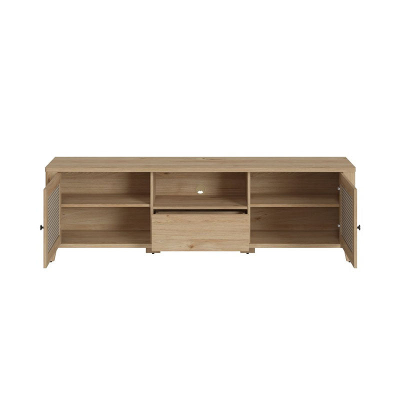 Cestino 2 Door 1 Drawer TV Stand in Jackson Hickory Oak and Rattan Effect