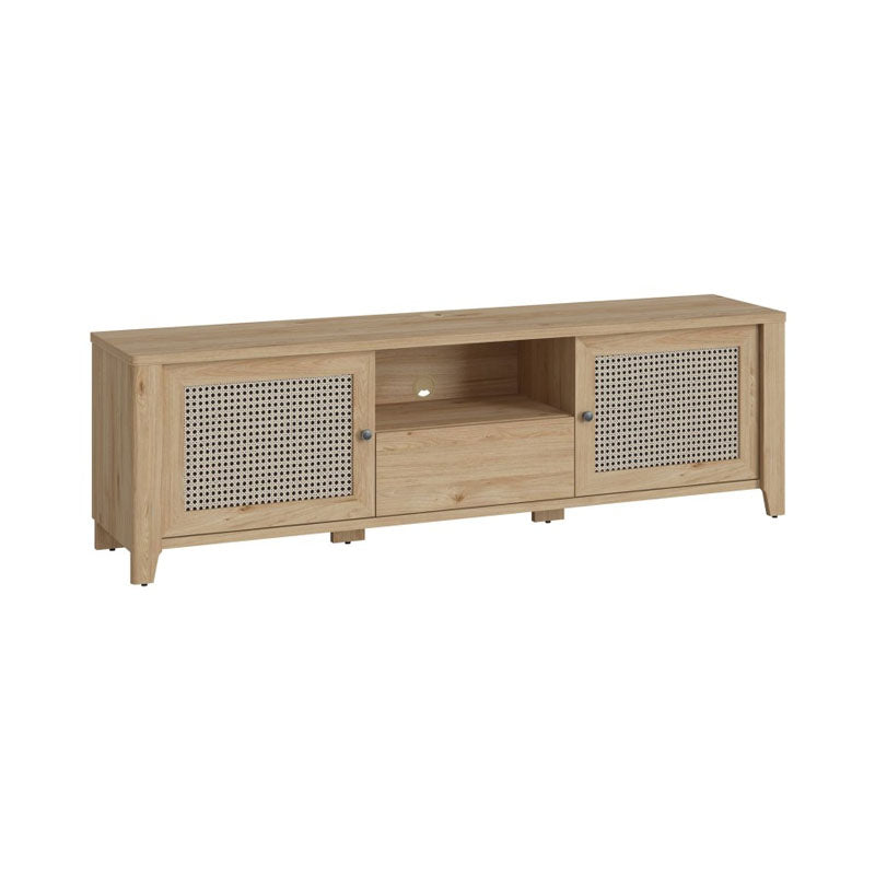 Cestino 2 Door 1 Drawer TV Stand in Jackson Hickory Oak and Rattan Effect