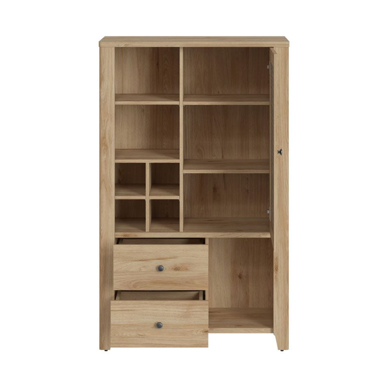 Cestino 1 Door 2 Drawer Cabinet in Jackson Hickory Oak and Rattan Effect