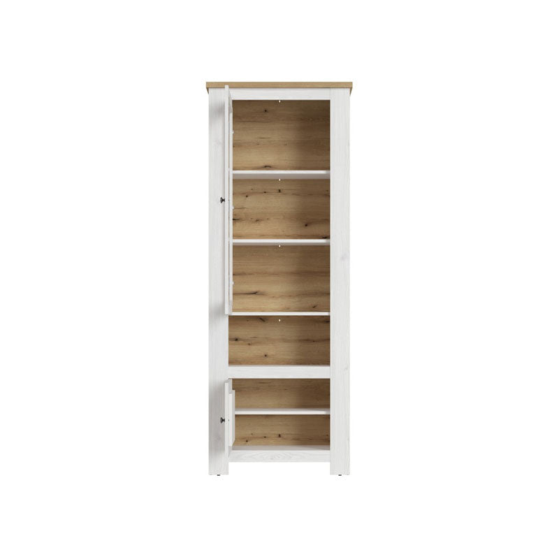 Celesto Wooden 2 Door Tall Display Cabinet in White and Oak