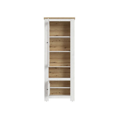 Celesto Wooden 2 Door Tall Display Cabinet in White and Oak - Furniture One Shop