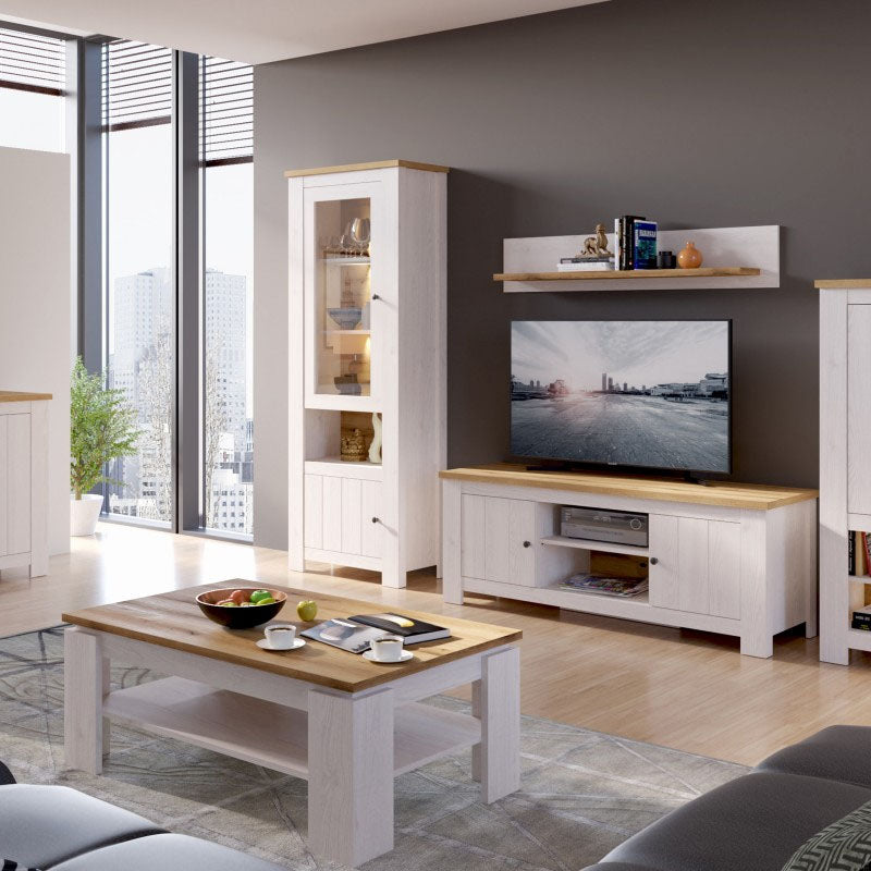 Celesto Wooden Coffee Table in White and Oak