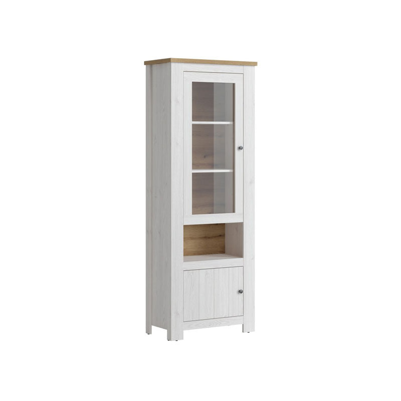 Celesto Wooden 2 Door Tall Display Cabinet in White and Oak