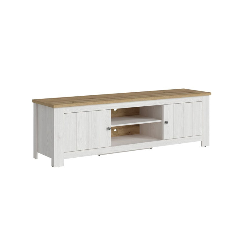 Celesto Wooden Large TV Stand in White and Oak