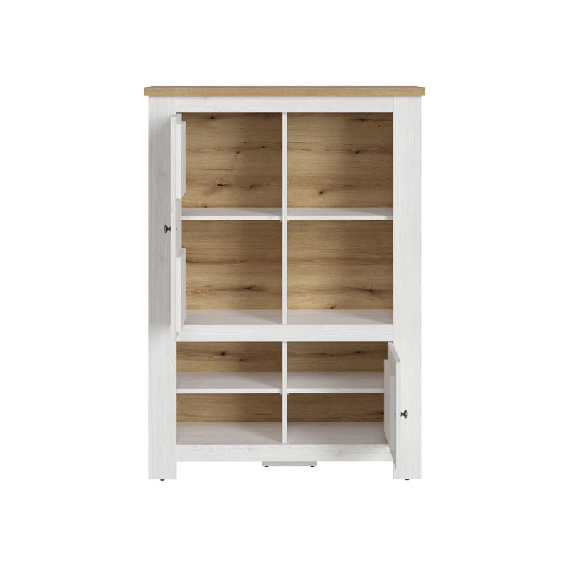 Celesto Wooden 2 Door 4 Shelves Cabinet in White and Oak