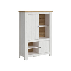 Celesto Wooden 2 Door 4 Shelves Cabinet in White and Oak - Furniture One Shop
