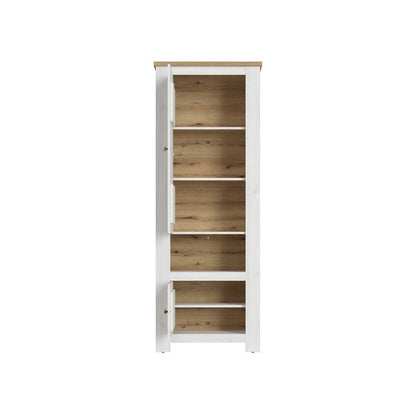 Celesto Wooden 2 Door Tall Storage Cabinet in White and Oak