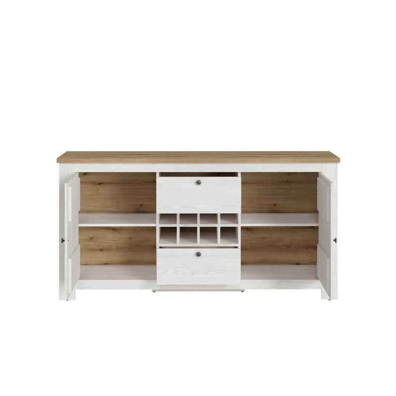 Celesto Wooden 2 Doors 2 Drawer Sideboard in White and Oak