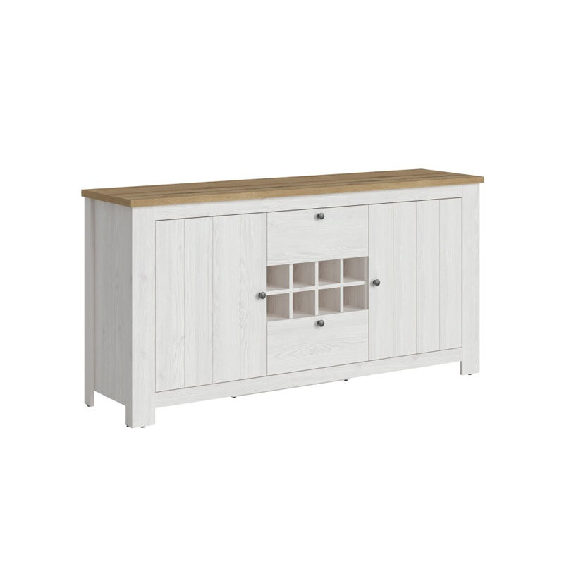 Celesto Wooden 2 Doors 2 Drawer Sideboard in White and Oak