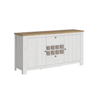 Celesto Wooden 2 Doors 2 Drawer Sideboard in White and Oak - Furniture One Shop
