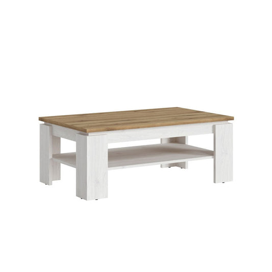 Celesto Wooden Coffee Table in White and Oak