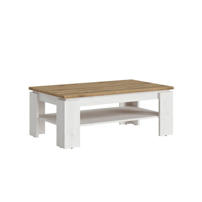 Celesto Wooden Coffee Table in White and Oak - Furniture One Shop