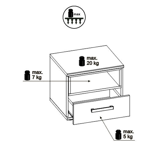 4KIDS 1 Drawer Bedside Cabinet with Opalino Handles