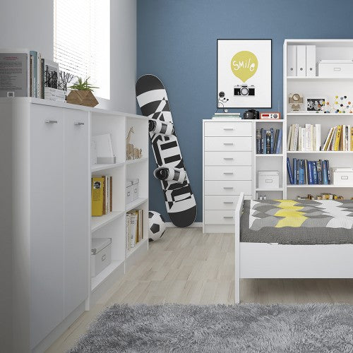 4YOU Medium Narrow Bookcase in Pearl White