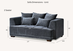 Aluxo Gramercy 2 Seater Sofa in Steel Velvet - Furniture One Shop