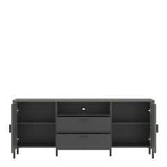 Arundel TV Cabinet 2 Door 2 Drawer 158cm Wide in Green/Grey - Furniture One Shop