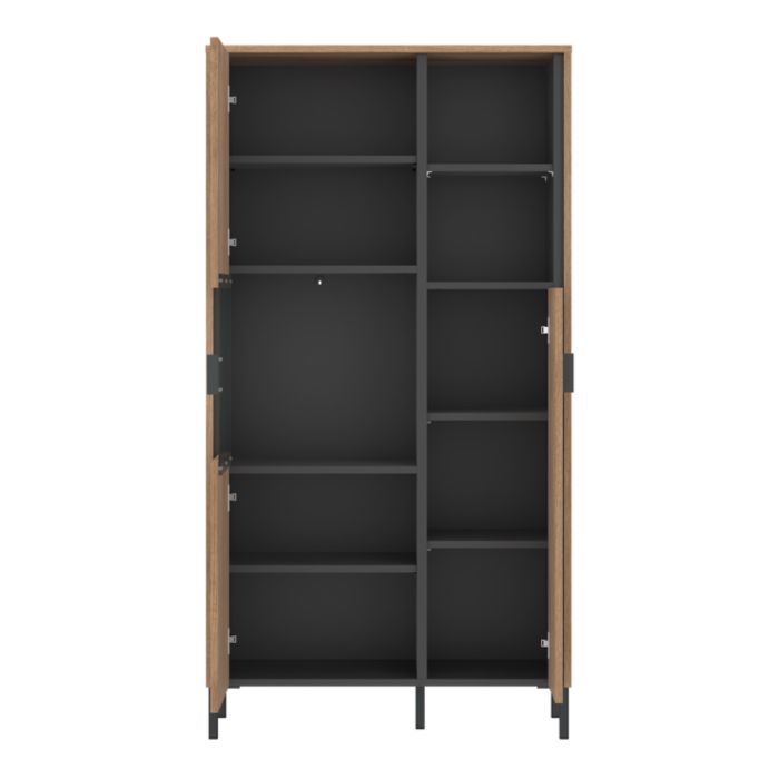 Arundel 2 Door Display Cabinet in Oak/Grey