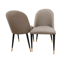 Alba Khaki Leather Dining Chairs in Pair