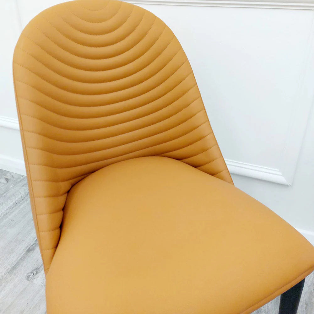 Alba Tan Leather Dining Chairs in Pair