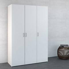 Space Wooden Wardrobe 3 Doors in White - Furniture One Shop