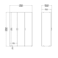 Space Wooden Wardrobe 3 Doors in White - Furniture One Shop