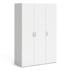 Space Wooden Wardrobe 3 Doors in White - Furniture One Shop