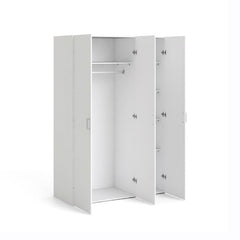 Space Wooden Wardrobe 3 Doors in White - Furniture One Shop