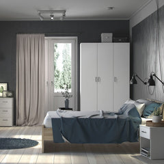 Space Wooden Wardrobe 3 Doors in White - Furniture One Shop