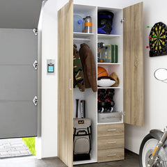 Space Wooden Wardrobe 2 Doors 3 Drawers in Oak - Furniture One Shop