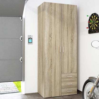 Space Wooden Wardrobe 2 Doors 3 Drawers in Oak