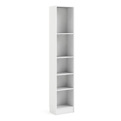 Basic Tall Narrow Bookcase (4 Shelves) in White - Furniture One Shop